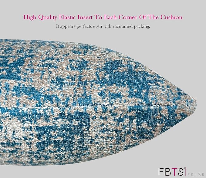 Pack of 2 Outdoor Waterproof Decorative Lumbar Pillows Covers for Patio Furniture, 24x12 Inch Fade Resistant Patio Garden Lumbar Cushion Covers for Couch Bed Sofa, Blue