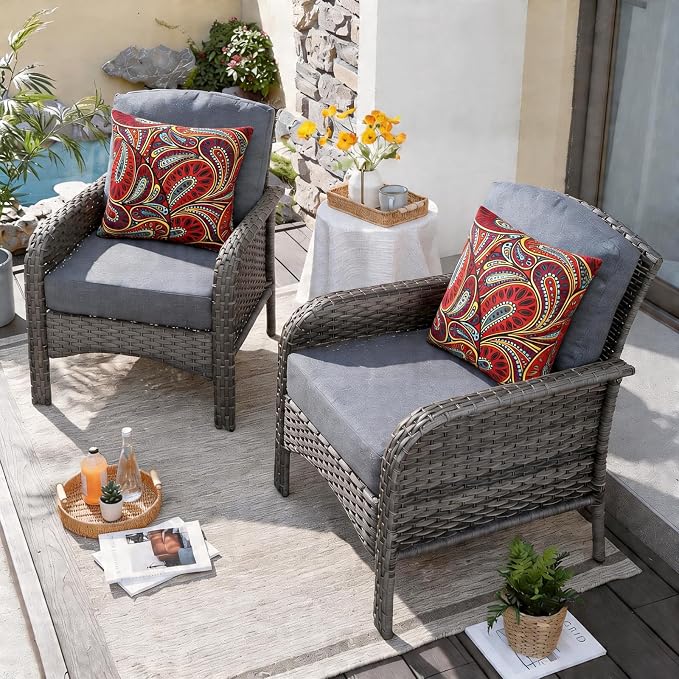 2 Pack Waterproof Outdoor Pillows, 18x18 Outdoor Throw Pillows | Patio Furniture Pillows, Fluffy Decorative Pillows, Waterproof &Fade Resistant, Removable & Washable, Paisley Dark Red