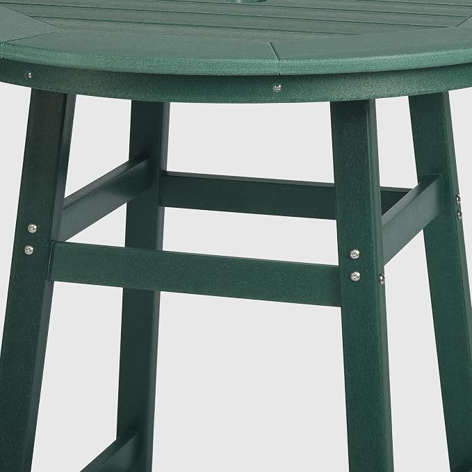 WestinTrends Malibu Outdoor 35" HDPE Round Patio Bar Height Table, Dark Green