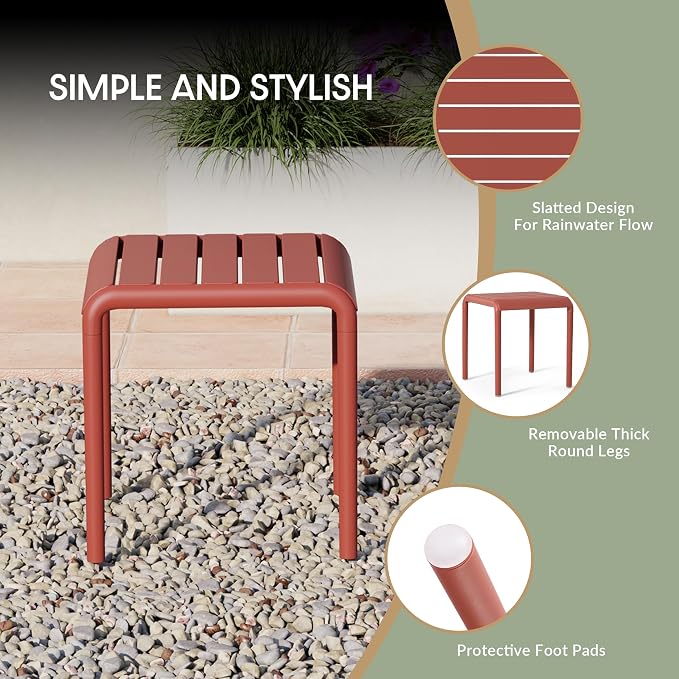 WestinTrends Playa Plastic Modern Outdoor Patio Accent Side Tables (Set of 2), Red