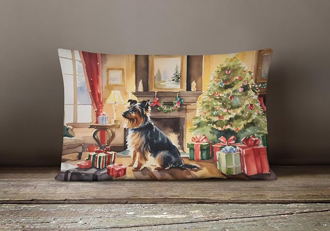 Caroline's Treasures DAC2601PW1216 Australian Terrier Cozy Christmas Throw Pillow Machine Washable, Indoor Outdoor Decorative Pillow for Couch, Bed or Patio, 12HX16W