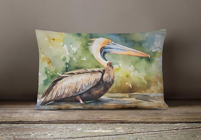 Caroline's Treasures DAC2853PW1216 Pelican Throw Pillow Machine Washable, Indoor Outdoor Decorative Pillow for Couch, Bed or Patio, 12HX16W