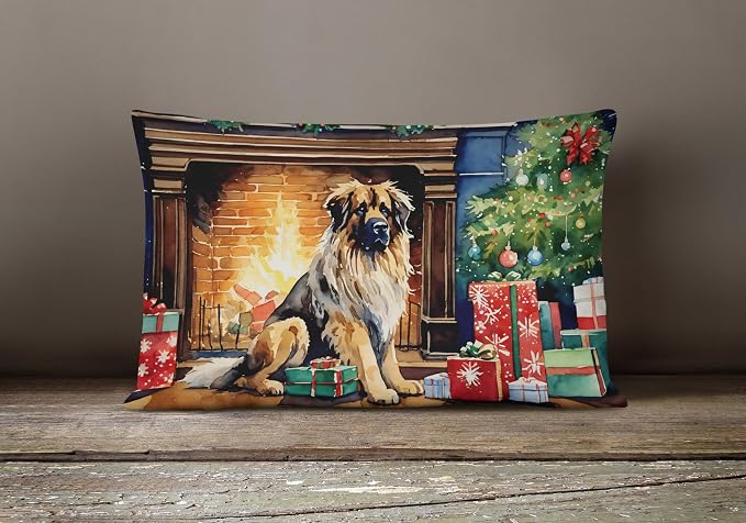 Caroline's Treasures DAC2700PW1216 Leonberger Cozy Christmas Throw Pillow Machine Washable, Indoor Outdoor Decorative Pillow for Couch, Bed or Patio, 12HX16W