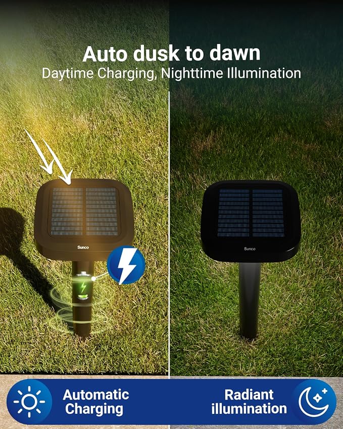 Sunco 6 Pack Square Solar Pathway Lights Outdoor, 2CCT, 2W, Dimmable | Selectable CCT 2700K/4000K, Bright 120LM, Outdoor Patio, Backyard, Garden Landscape Lighting, Home and Accent Lights, 3.7V