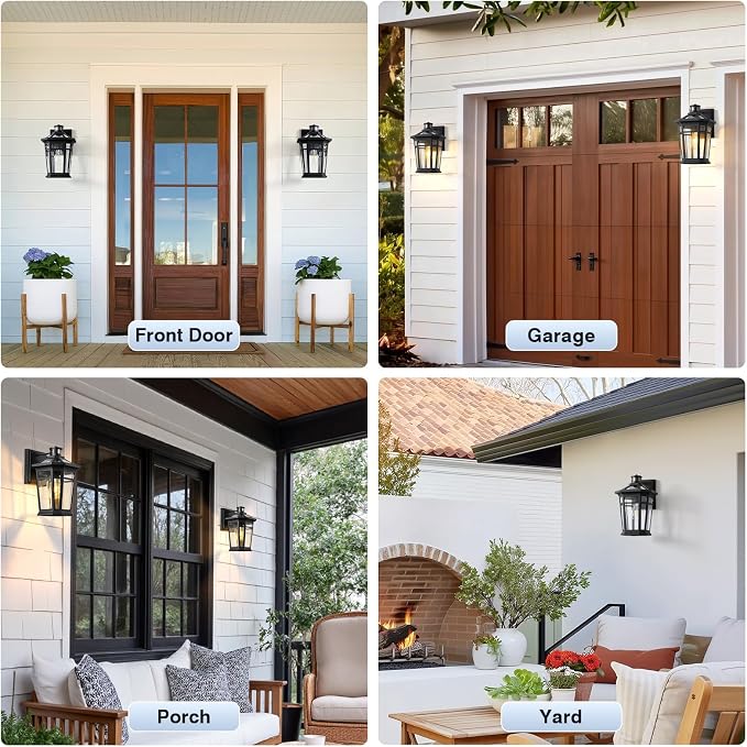 VIANIS Large Black Motion Sensor Outdoor Lights, Adjustable Sensing Range Exterior Lighting Fixtures, Aluminum Dusk to Dawn Outdoor Lighting Waterproof, Porch Lights Wall Mount for Garden,Front Door