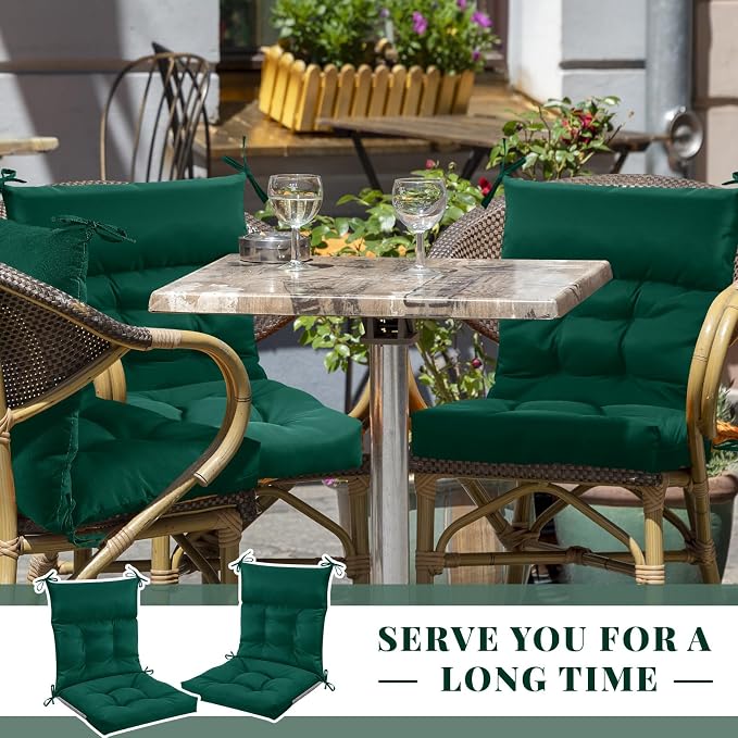 Sintuff 2 Pcs 44 x 21 x 4 Outdoor Chair Cushion Patio Chair Cushions Seat/Back Tufted Pillow with Ties Water Resistant Replacement Indoor Patio Furniture Outdoor Furniture (Solid Color,Teal)