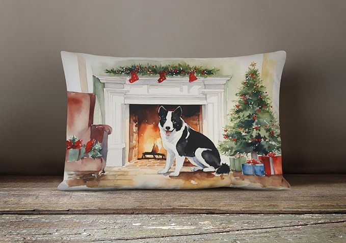Caroline's Treasures DAC2687PW1216 Karelian Bear Dog Cozy Christmas Throw Pillow Machine Washable, Indoor Outdoor Decorative Pillow for Couch, Bed or Patio, 12HX16W