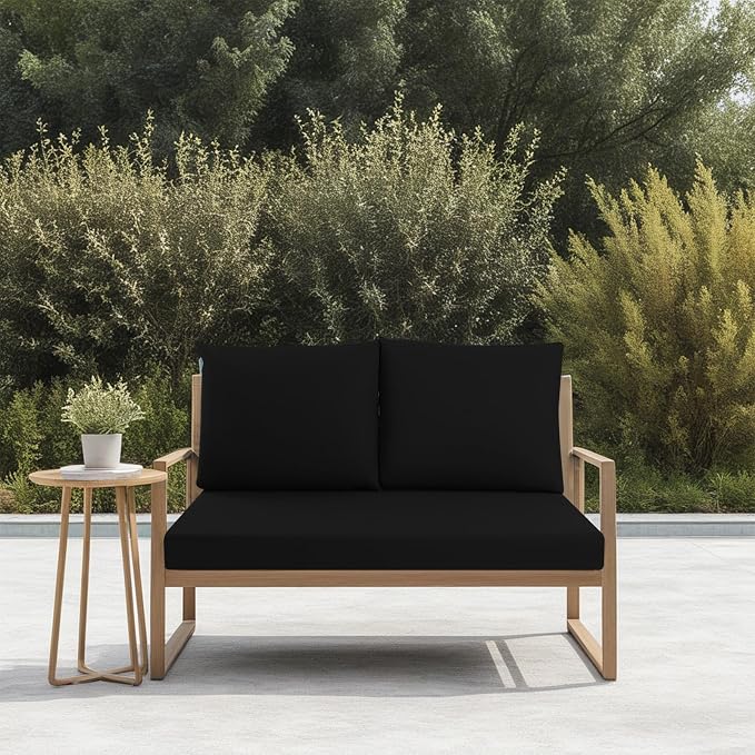 Outdoor Loveseat Cushions for Patio Furniture, Waterproof Cushion | Couch Hampton Bay Deep Seat Cushion Replacement Set 46" x 26", Patio Love Seat Sofa Cushions for Porch Garden Chair, Black