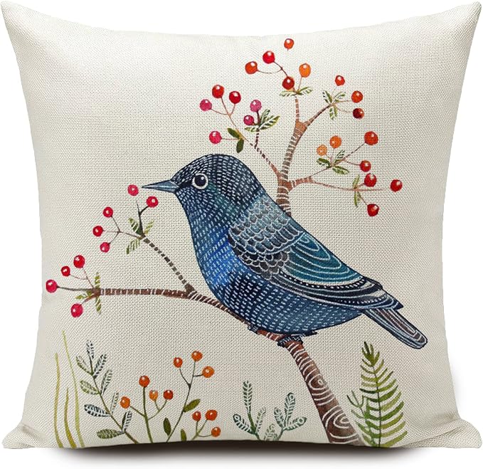 Outdoor Pillow Covers Waterproof Furniture Patio Garden Decor for Outside Chair Cushions Birds Throw Pillows 18x18 Inch Set of 4 Decorative for Couch Sofa