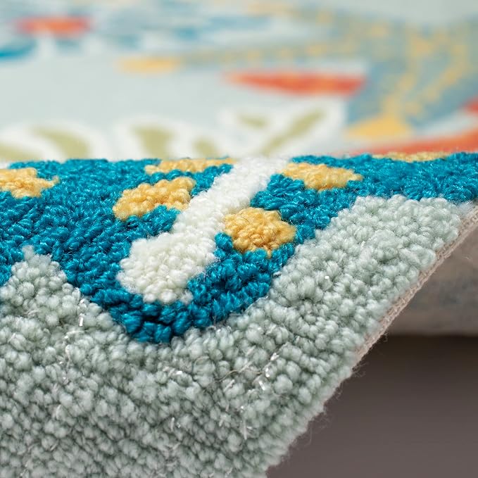 Liora Manne Ravella Indoor/Outdoor Durable Hand-Tufted UV Stabilized Rug- Ocean Scene Aqua 2' x 3'
