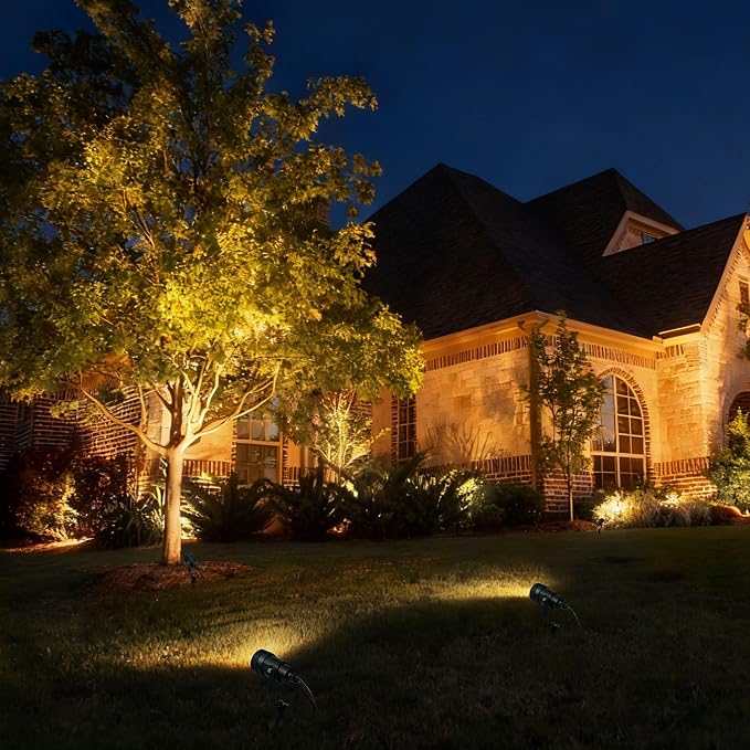 COLOER All-in-One Low Voltage Landscape Lighting Kit, 8 Pack 5W Die-cast Aluminum Landscape Lights with Transformer and Connectors, IP65 Waterproof Outdoor Spot Lights for Pathway Yard Garde