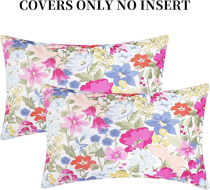 Adabana Outdoor Waterproof Floral Pillow Covers 12x20 Inch | Colorful Outdoor Pillow Covers Summer Decirative for Patio Furniture Porch Garden Pillows