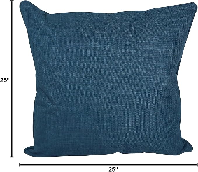 Blazing Needles Indoor/Outdoor Square Corded Throw Pillow, 25", Sea Blue