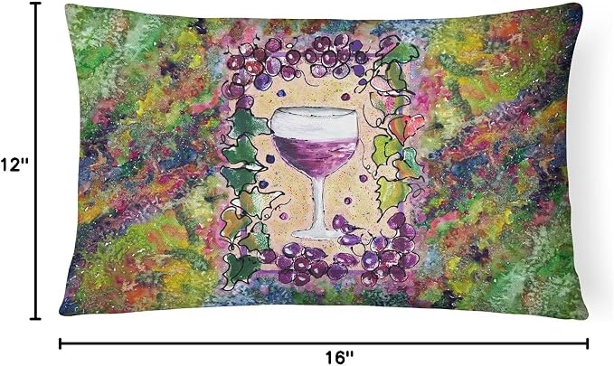 Caroline's Treasures 8616PW1216 Wine Canvas Fabric Decorative Pillow Machine Washable, Indoor Outdoor Decorative Pillow for Couch, Bed or Patio, 12HX16W