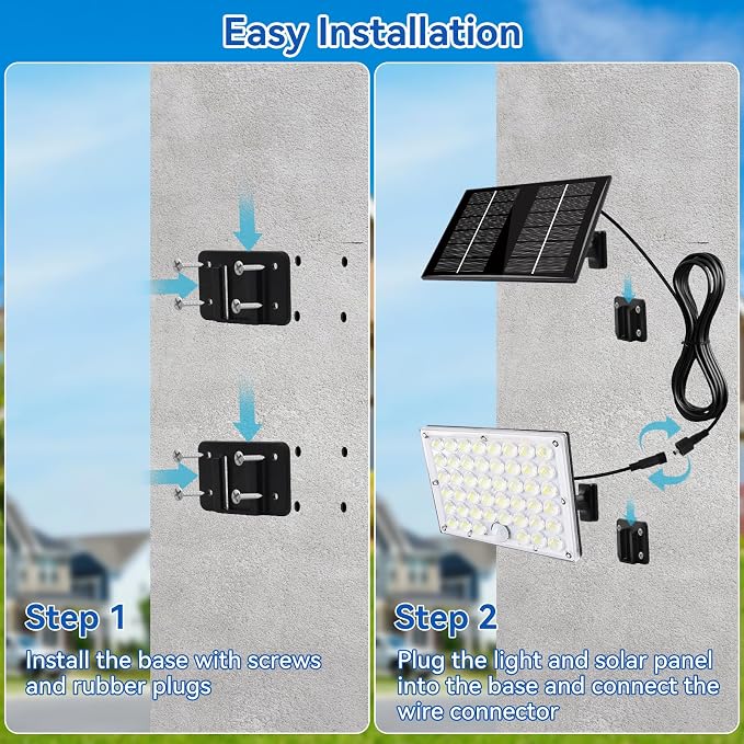 Aialun 184 LED Solar Outdoor Flood Lights,Motion Sensor Solar Powered Flood Lights 1500mAh Battery,IP65 Waterproof 3 Modes Dusk to Dawn Outside Security Lights for Porch,Yard,Garage, 2Pack