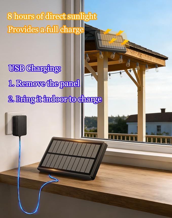 100ft-Solar-Powered-Lights-Outdoor-Waterproof-String Lights-Outside-Patio-Yard-Garden-Fence-Backyard-Deck-Porch-Balcony-Patios-Camping-Battery-Operated-LED-Fairy-Strip-Lighting-Hanging-Edison-Bulbs