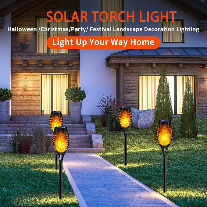 Swingers Solar Lights Outdoor, Halloween Solar Torch Lights | With Flickering Flame, Waterproof Outdoor Garden Lights for Outside Patio Pathway Yard Decorations