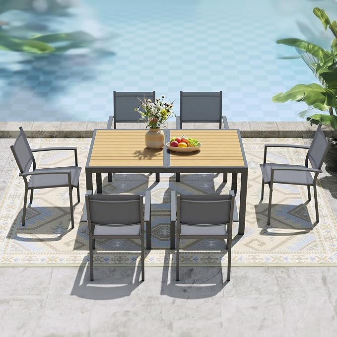 Heavy-Duty Metal Patio Chairs Set of 6, Outdoor Patio Chairs with Breathable Quick-Drying Textilene, Outdoor Chair with 110° Ergonomic High Backrest for Porch, Patio, Garden, Deck, Backyard