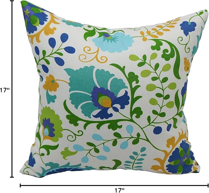 Blazing Needles Outdoor Floral Throw Pillow, 17", Sahalie Opal, 2 Count