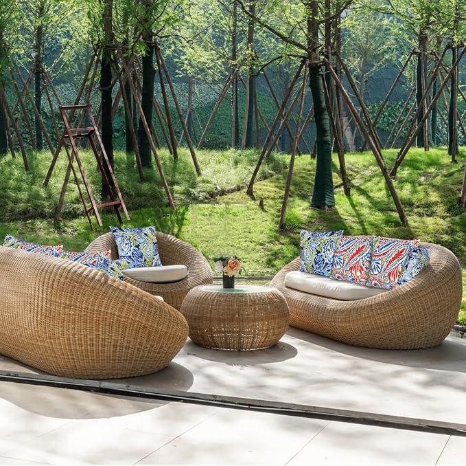 JMGBird 2 Colors Green and Red Outdoor Pillows Waterproof Throw Pillows | 18×18 Waterproof Outdoor Pillow covers with inserts Outside Pillows for patio furniture
