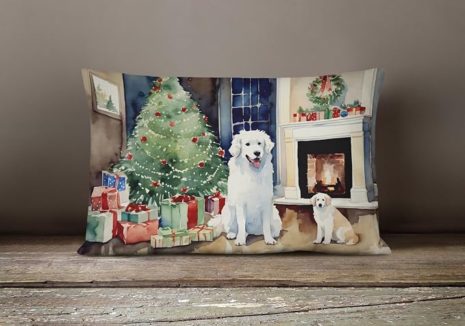 Caroline's Treasures DAC2693PW1216 Kuvasz Cozy Christmas Throw Pillow Machine Washable, Indoor Outdoor Decorative Pillow for Couch, Bed or Patio, 12HX16W