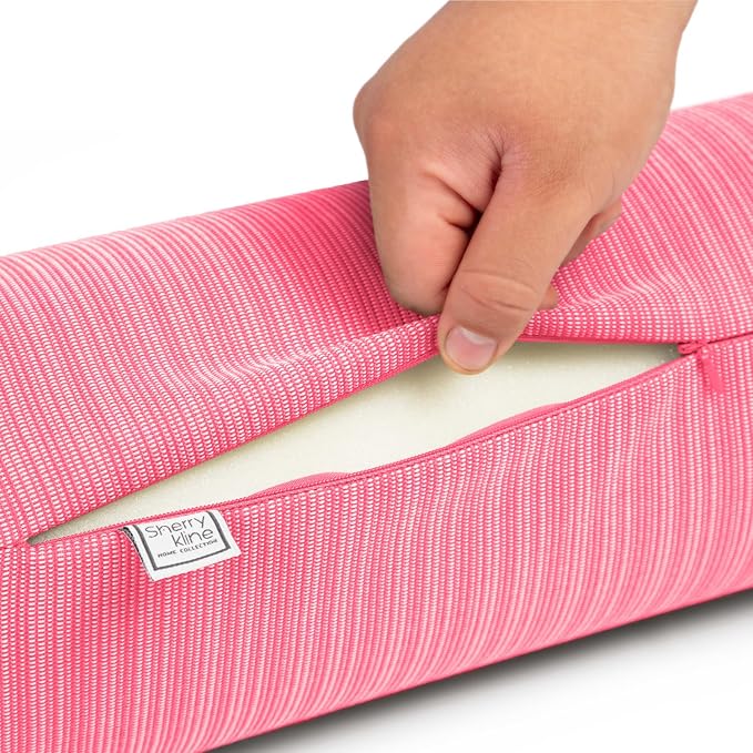 Sherry Kline Island Breeze Indoor/Outdoor Neckroll with Cord, Hot Pink 2 Count