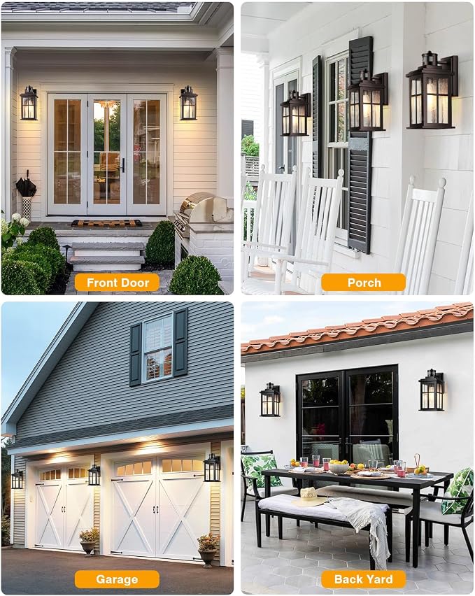VIANIS Brown Exterior Lighting Fixtures Wall Mount with Motion Sensor, 2 Packs Oil Rubbed Bronze Outdoor Wall Sconce Lantern, 100% Aluminum Dusk to Dawn Outdoor Lighting for House, Garage, Doorway