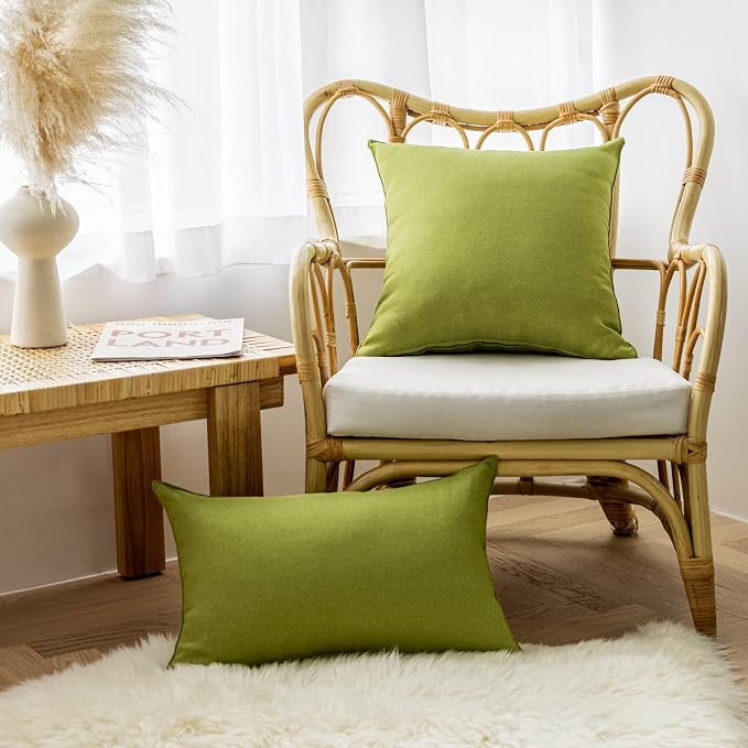 Home Brilliant Outdoor Throw Pillows Covers 20x20 Waterproof Compatible with Sunbrella Pillow Covers Linen for Chair Couch Patio Decor, 20 x 20 inches, 50cm, Set of 4, Grass Green