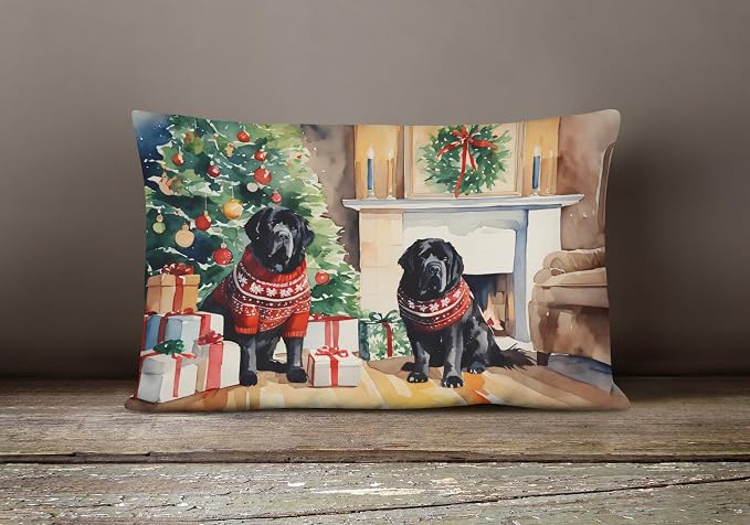 Caroline's Treasures DAC2756PW1216 Tibetan Mastiff Cozy Christmas Throw Pillow Machine Washable, Indoor Outdoor Decorative Pillow for Couch, Bed or Patio, 12HX16W