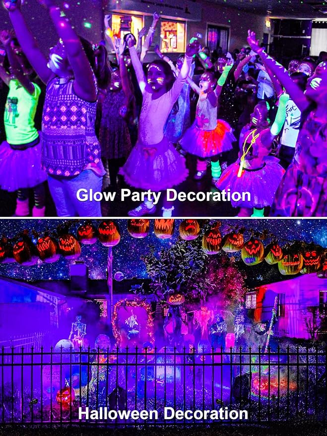 ZUCKEO 15W Halloween Blacklight Spotlight Outdoor LED Black Lights Waterproof Landscape Lighting with US Plug for Glow Dancing Party Body Painting Neon Poster Christmas Decorations(2Pack)