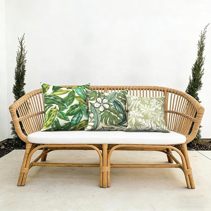 Outdoor Pillows with Insert 18x18 Inch, Waterproof Throw Pillow for Patio Furniture, Decorative Back Cushion for Garden Home Sofa Office Chair, Set of 2, Tropical Paradise