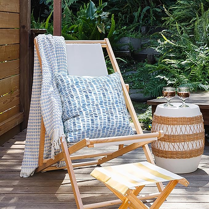 Outdoor Pillows for Patio Furniture 20x20 inch, Square Outdoor Throw Pillows with Inserts, Decorative Patio Pillows for Garden Couch Home Sofa Office Chair, Pack of 2, Pebble Blue