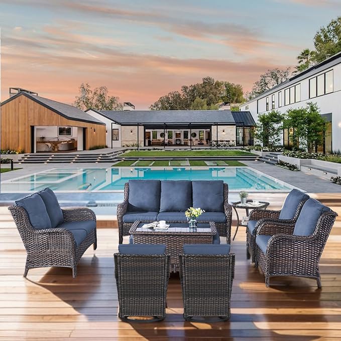 Luxury 22*24*4in Outdoor Patio Cushions, 1 Piece Navy Blue Outdoor Cushion | Water-Resistant, Reversible, Removable Cover, Stain-Resistant, for Patio Chairs Sofa Couch Loveseat