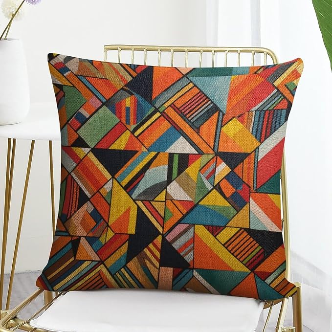 Pillow Protectors Colorful Fun Aesthetic Mid Century Modern Gomestry Pillowcases 16 In Summer Orange Rust Colorful Multicolor Throw Pillow Covers Decorative Floral Linen Pillow Cover Home Decor