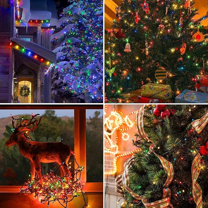 264ft 800 LED Christmas Tree String Lights Outdoor Fairy Lights Plug in, Expandable Green Wire Clear Bulbs Mini Lights 8 Modes, Xmas Wedding Party Decoration (Multicolor)
