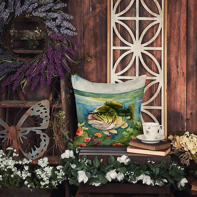 Caroline's Treasures Largemouth Bass Throw Pillow Machine Washable, Indoor Outdoor Decorative Pillow for Couch, Bed or Patio, 18Hx18W