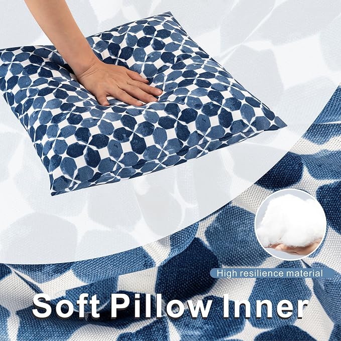 JMGBird Blue Throw Pillows Outdoor Pillow Inserts Included | 18x18 Outdoor Pillows Waterproof Outdoor Throw Pillow set of 2 Outdoor Patio Pillows for couch