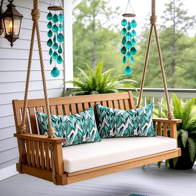 Decorative Waterproof Lumbar Pillow Covers Green Tropical Leaf Outdoor Throw Pillow Covers Summer Accent Couch Covers Garden Cushion Cases 12x20 Set of 2 for Patio Tent Bench Balcony Furniture Sofa