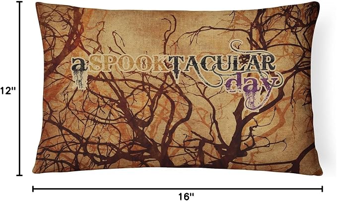 Caroline's Treasures SB3016PW1216 A Spook Tacular Day Halloween Canvas Fabric Decorative Pillow 100% Machine Washable Pillow, Indoor or Outdoor Decorative Throw Pillow for Couch, Bed or Patio