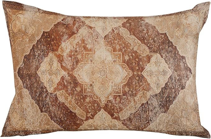 Prime Leader Outdoor Waterproof Pillow Covers Set of 2, Meddle Century Vintage Brown Mural Pattern Patio Throw Pillow Covers, Decorative Cushion Case for Couch Sofa Furniture Garden, 20x12 Inch