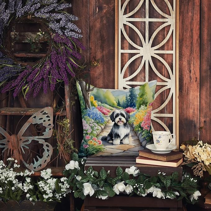 Caroline's Treasures Havanese Spring Path Throw Pillow Machine Washable, Indoor Outdoor Decorative Pillow for Couch, Bed or Patio, 18Hx18W