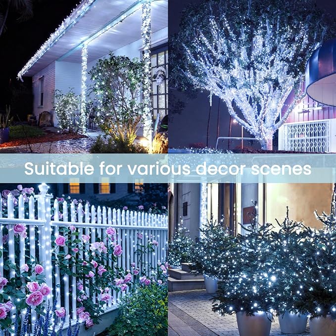 Solar String Lights Outdoor, 2 Pack 400LED 144FT Extra-Long Fairy Lights | 8 Lighting Modes, Silver Wire, Memory Function, Auto On/Off, Waterproof Twinkle Lights for Tree Garden Patio Party Xmas Decor