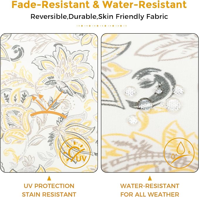FUNHOME Outdoor Throw Pillows 18x18 inch,Decorative Throw Pillow with Insert Set of 2,Water Resistant Pillow for Patio Furniture Sofa Couch Chair(Yellow Flower)