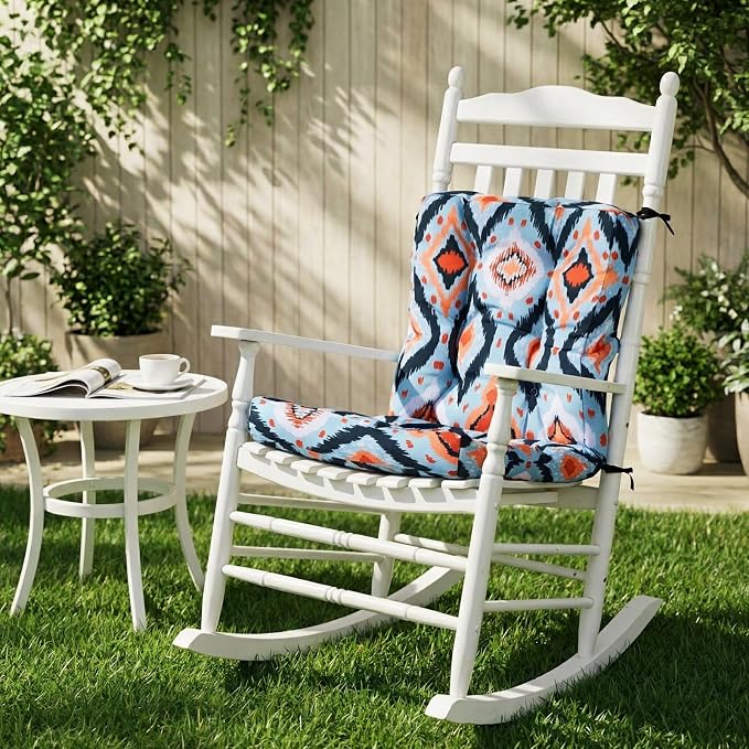 Hoteam 4 Set Outdoor Patio Chair Cushions 20 x 42 in Deep Seat Waterproof Patio Cushions Set for Furniture Replacement Removable Seat and Back (Ethnic Style)