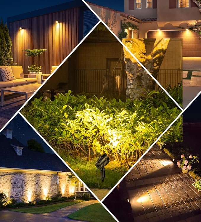 MEIKEE 7W 800lm Low Voltage Landscape Lighting, 12V 24V LED Landscape Lights, 2700K IP66 Waterproof Outdoor Spot Lights with Connectors for Garden Pathway Yard Decoration (8 Pack)