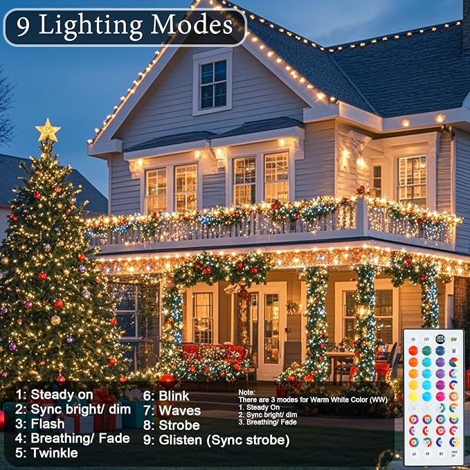 500 LED Color Changing Christmas String Lights with Remote, 164 ft | Green Wire 35 Colors Halloween Lights Plug in with Timer, Connectable RGB String Lights Indoor Bedroom Party Christmas Decor