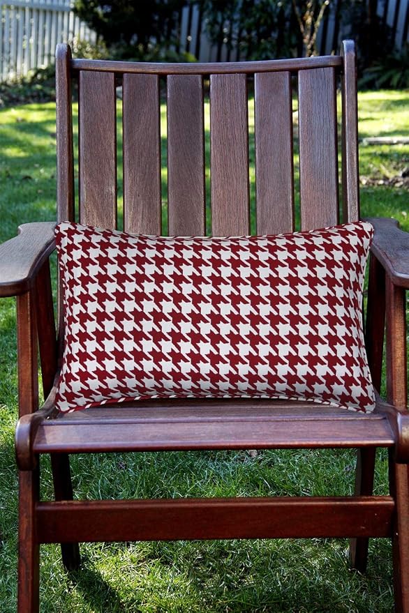 Pack of 2 Outdoor Waterproof Decorative Lumbar Pillows Covers for Patio Furniture, 20x12 Inch Fade Resistant Patio Garden Lumbar Cushion Covers for Couch Bed Sofa, Houndstooth Red