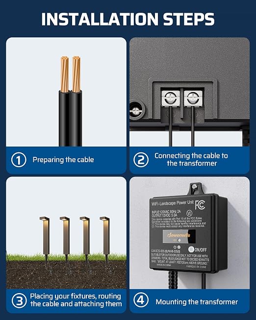 DEWENWILS 60W WiFi Low Voltage Transformer, 120V AC to 12V DC | 4 Modes, Timer, Work with Alexa & Google Home, Smart Landscape Transformer for Spotlight, Pathway Light