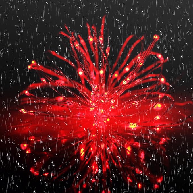 Joomer Solar Fairy Lights, 2-Pack Total 80FT 240LED String Lights, Red | Silver Wire, Solar String Light Waterproof 8 Lighting Modes for Patio Fence Party Garden Yard Home Outdoor Decoration