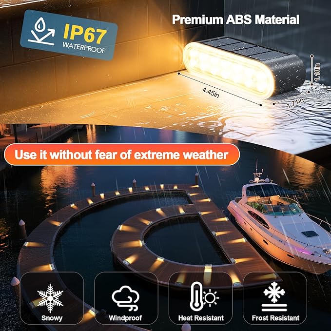 Solar Step Lights Outdoor Waterproof, 8 Pack Solar Stair Lights Outdoor IP67, 14 LED Warm 3000K Outdoor Step Lights, Solar Powered Lighting for Steps, Stairs, Deck, Dock, Patio, Walkway, Porch Step